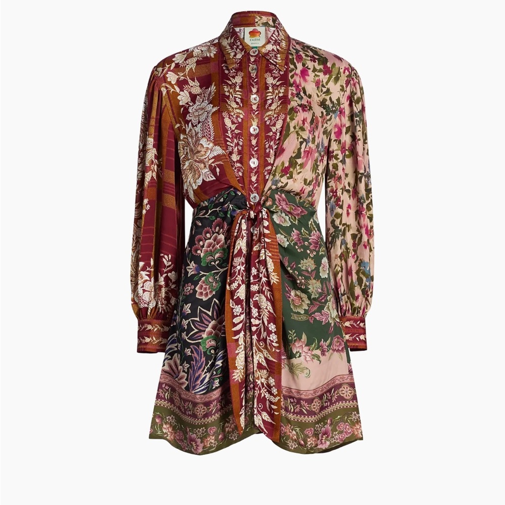 FARM Rio Mixed Winter Scarves Ecovero Viscose Buttondown Dress Size Small NWT